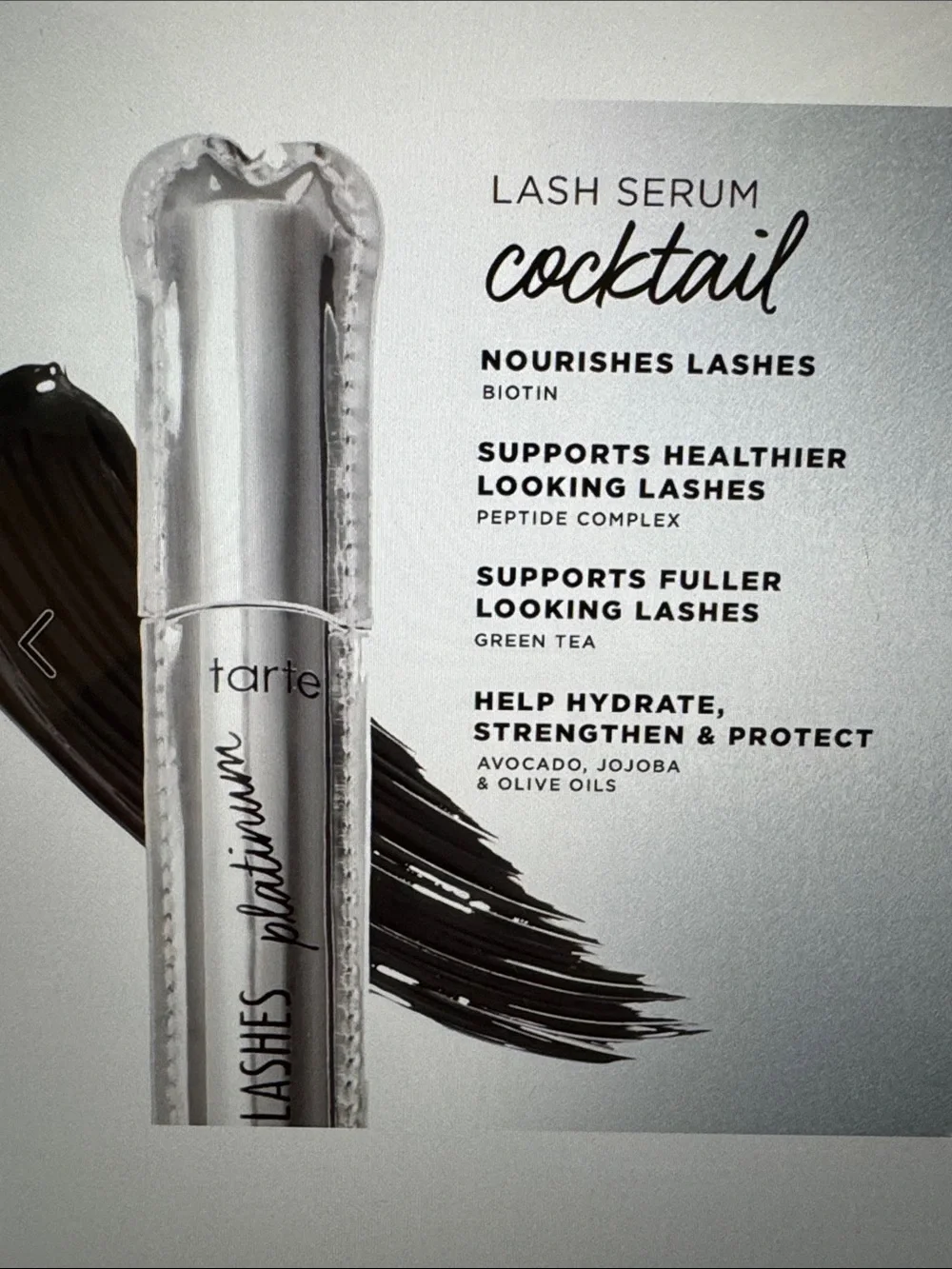 tarte platinum Silver Mascara Tube with Black Wand